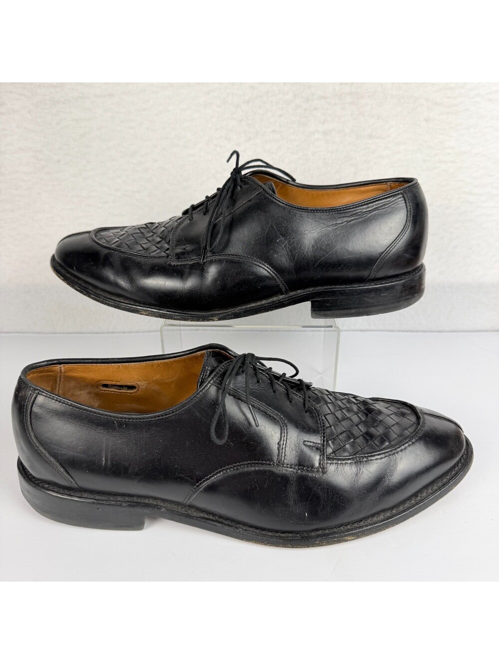 Allen Edmonds Hersey Mens 12D Black Woven Leather Split Toe Derby Dress Shoes